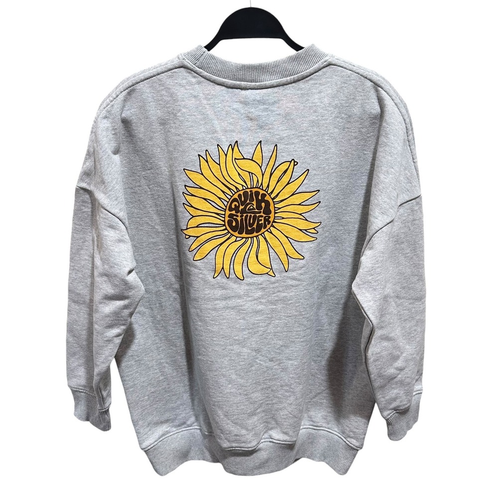 Quiksilver Womens Size XS No Limits Oversized Crewneck Sweatshirt Grey Sunflower - Picture 3 of 11